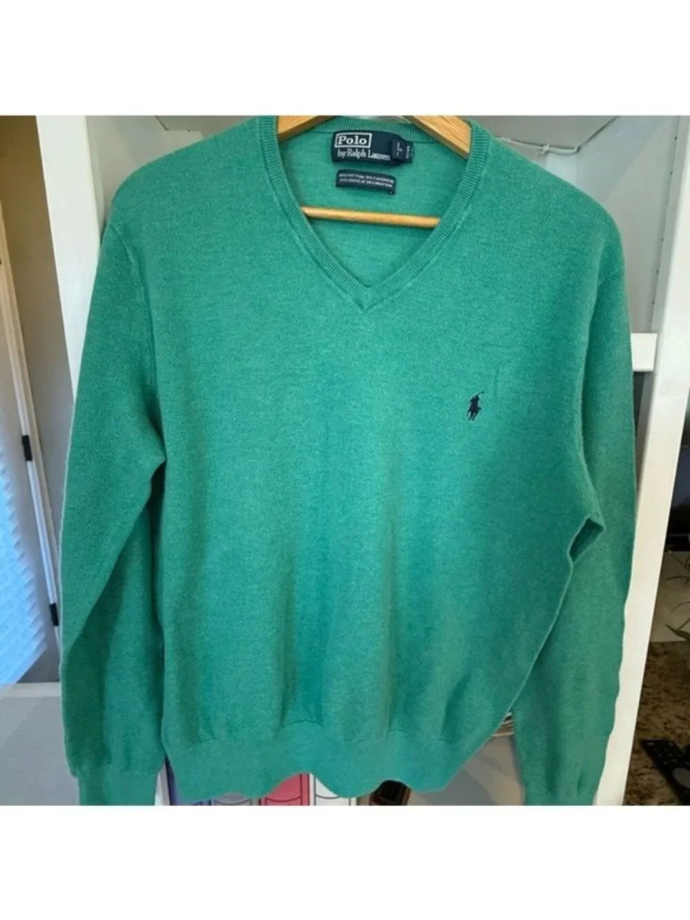Polo by Ralph Lauren Men's Green V-Neck Sweater